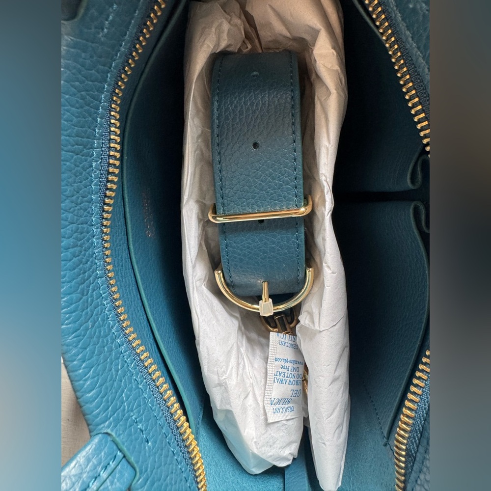 NWT Cuyana Mini Easy Zipper Tote in Jade Pebbled Leather - Picture 7 of 12